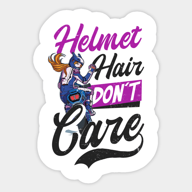 Biker Shirt | Helmet Hair Don't Care Sticker by Gawkclothing